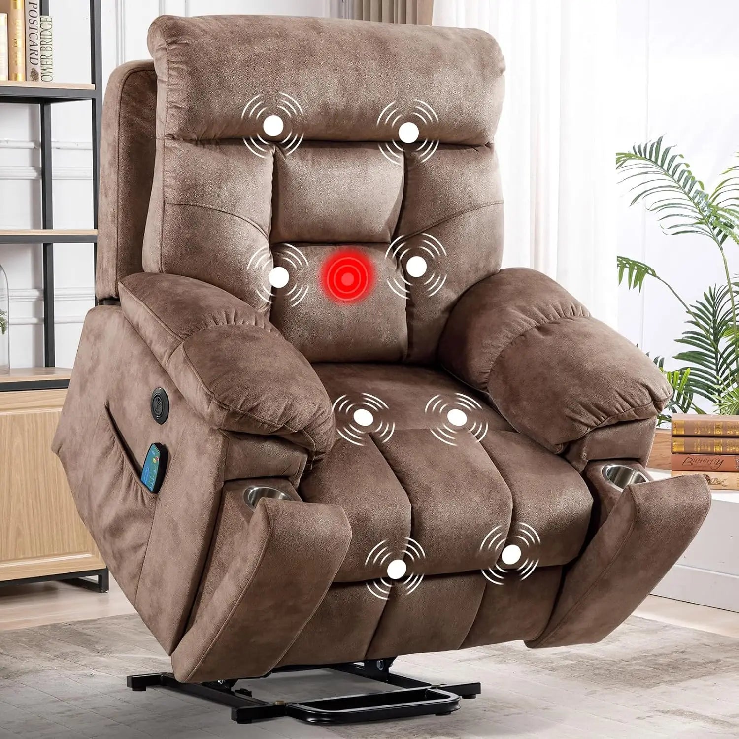 Large Power Lift Recliner Chair with Massage and Heat for Elderly Big and Tall People, Overstuffed Wide Recliners, Customized