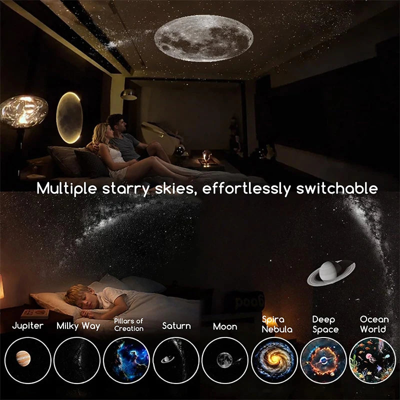 Smart Dynamic 5d Holographic Night Light Projector Galaxy Star Ocean Projector 360° Rotate Usb Dome Light For Bedroom Car Decor