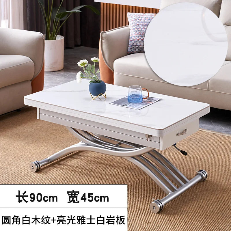 movable coffee table dining table integrated household small apartment folding lifting living room table dual-purpose movable
