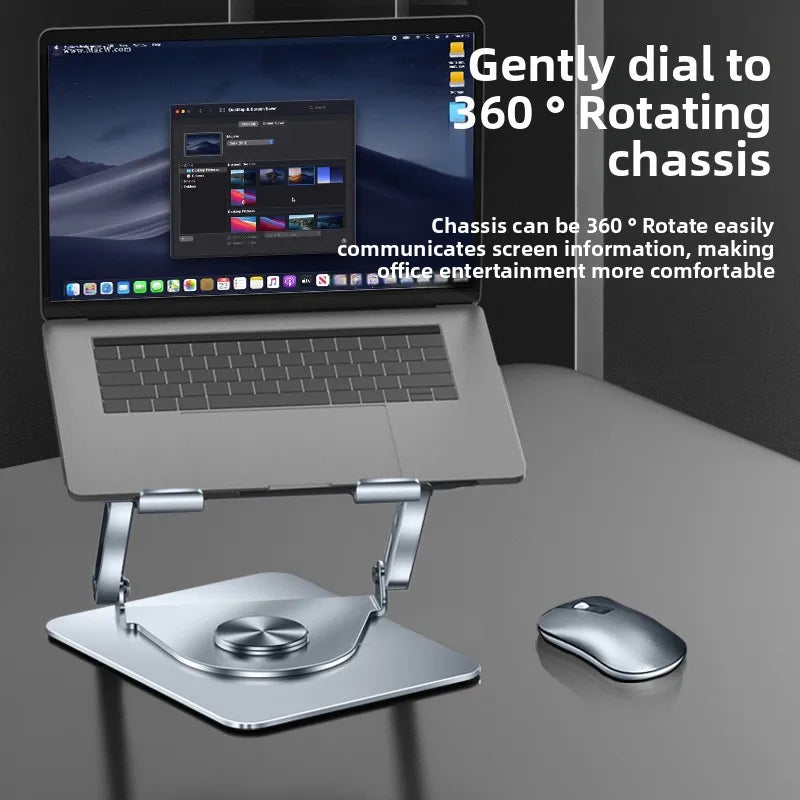 360-Degree Rotatable Carbon Steel Laptop Folding Stand Tablet Desktop Height Adjustable Fan Cooling