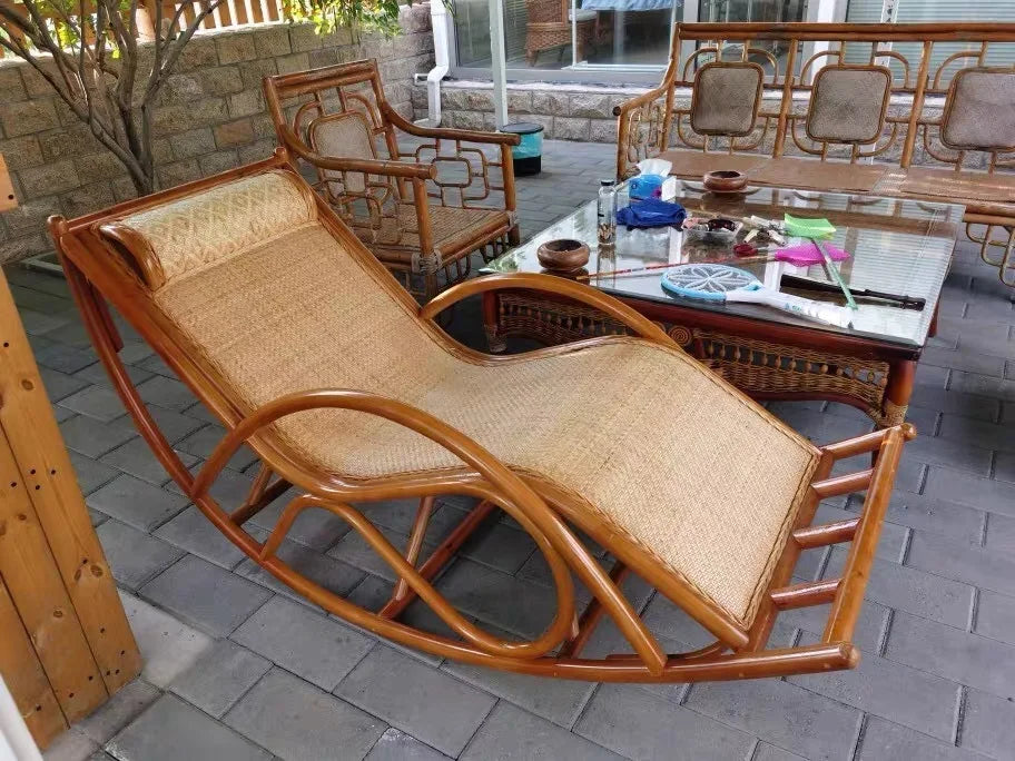 Rocking chair, hanging basket, balcony, natural, true vine, plant, weaving, elderly, household