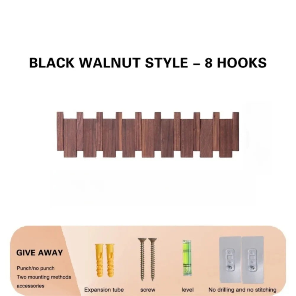 New Wall Mounted Wood Coat Racks with 8 Hooks Art Entry Door Porch Hanging Hook Piano Key Shaped Clothes Hook Keys