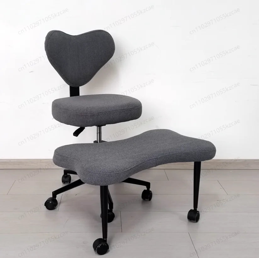 Cross Leg Ergonomic Office Chair with Wheels - Height Adjustable Meditation & ADHD Seat with Removable Footrest