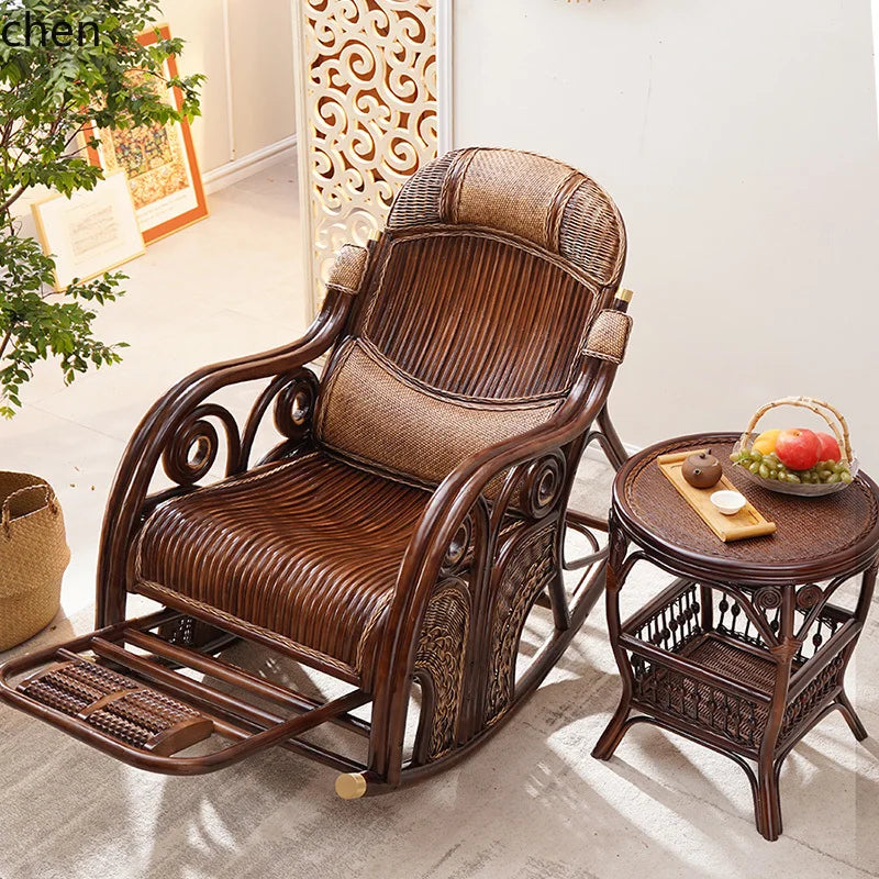 Natural rattan rocking chair adult sofa household cushion living room