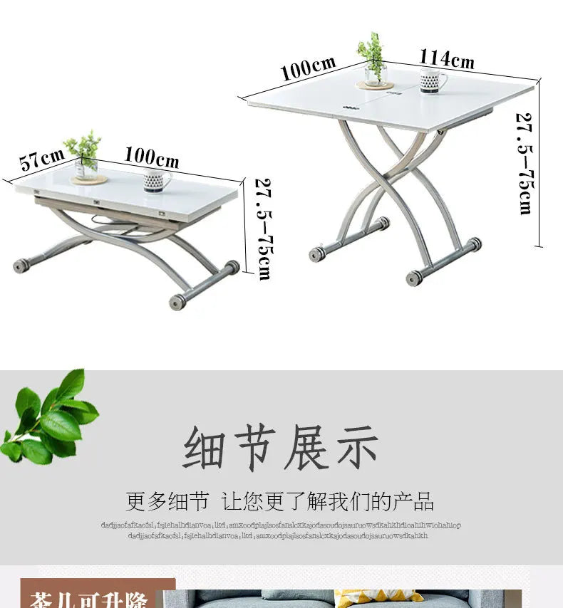 YFY  Activity Coffee Table Dining Table Integrated Small Apartment Folding Lifting Dual-use Movable with Wheels Two-in-One