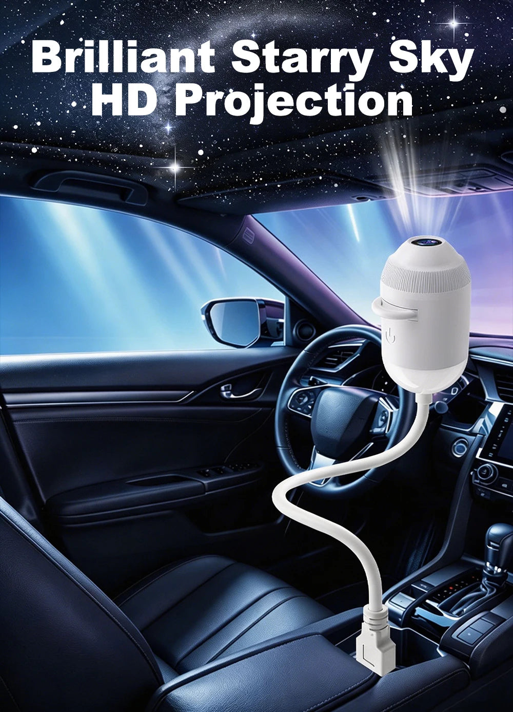USB Car Interior Roof Star Galaxy Projection Ambient Lighting 360° Adjustable Starry Sky Ambient Projector Light Touch Control