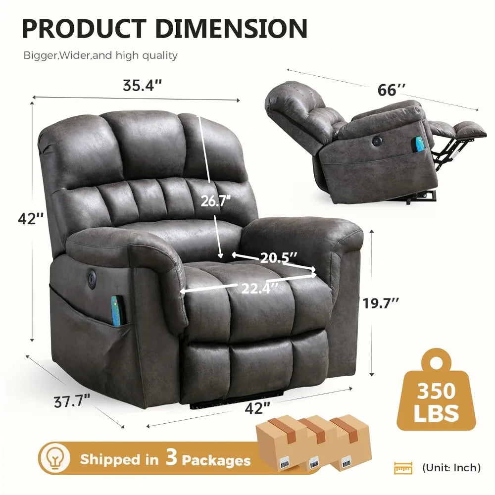 Oversized Power Lift Recliner with Massage and Heat for Elderly, Faux Leather Electric Lifting Reclining Chair with, Customized