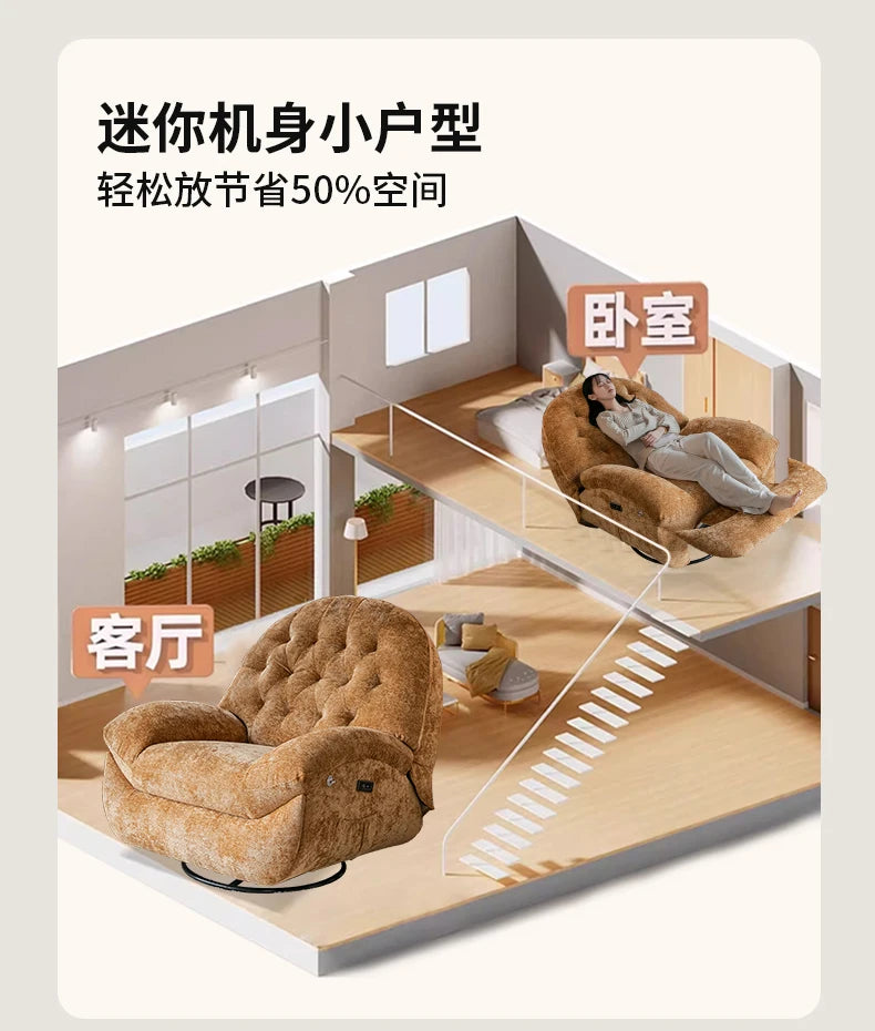 Massage Heating USB Sofa Luxury RotatableVoice Control Single Small Chaise Couch Lounge Modern Velvet Divano Soggiorno Furniture