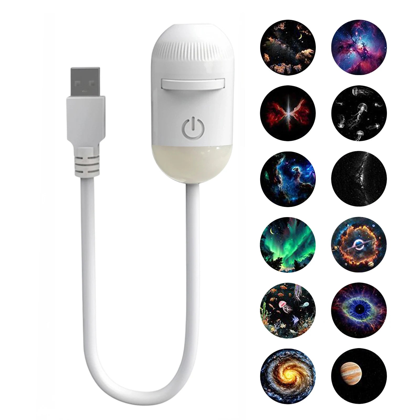 2-in-1 Mini Galaxy Star Projector Night Light Sliding Films Starry Sky Ambient Light 360° Rotating Background Atmosphere Light