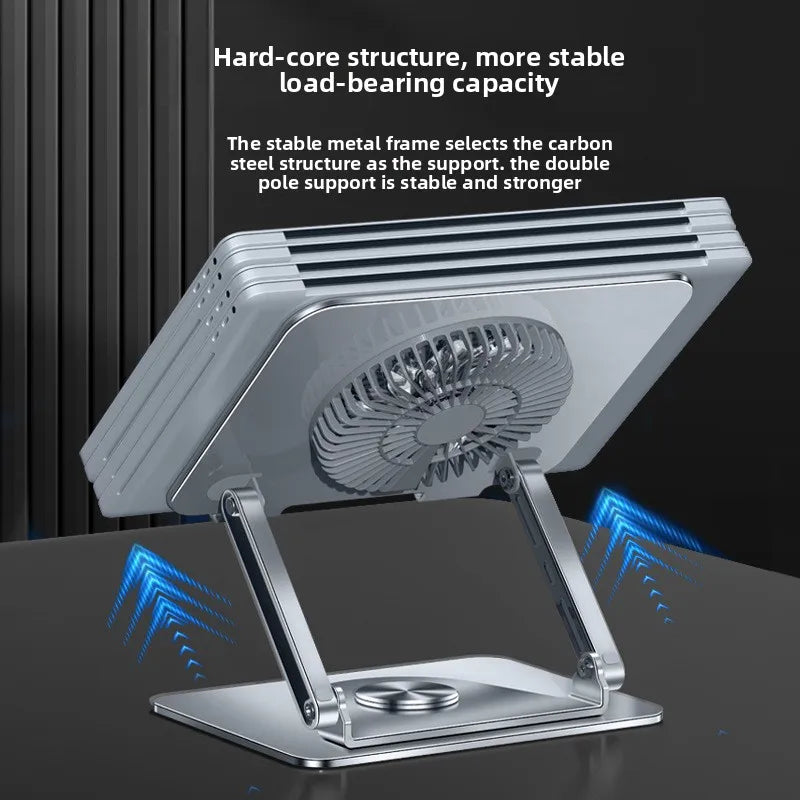 Carbon Steel 360 Rotating Laptop Stand Desktop Height Adjustable Computer Heightening Fan Cooling Bracket