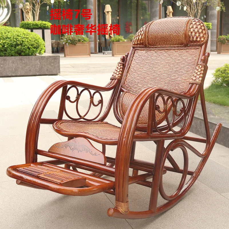Natural rattan rattan household rocking chair recliner back recliner nap leisure household elderly free