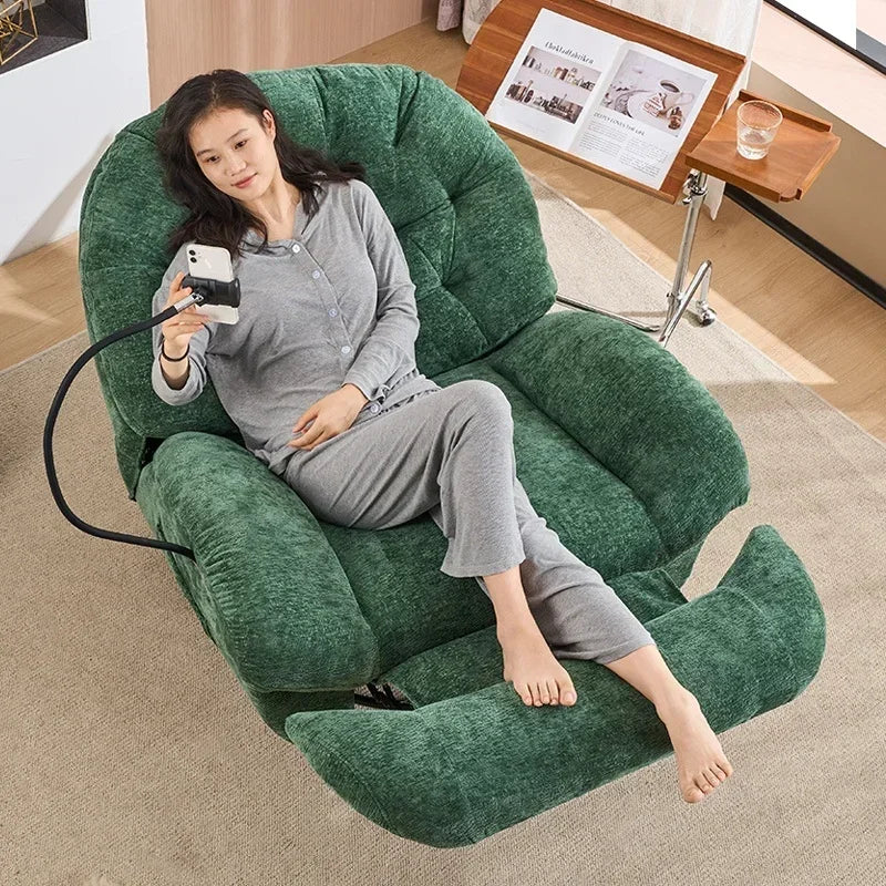 【Best-selling】Functional Retractable Adjustable Chair Back Reclining Velvet Rocking Accent Swivel Microfiber Fabric Living Room