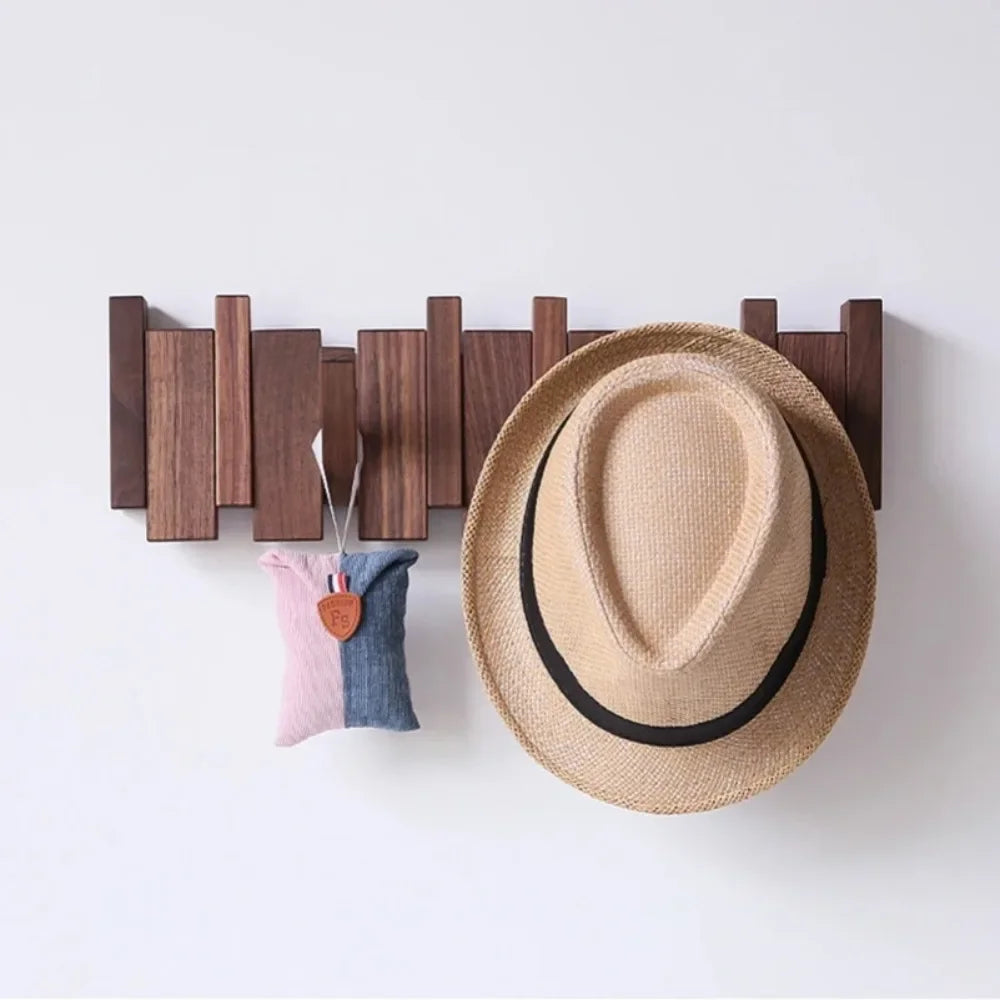 New Wall Mounted Wood Coat Racks with 8 Hooks Art Entry Door Porch Hanging Hook Piano Key Shaped Clothes Hook Home Decor