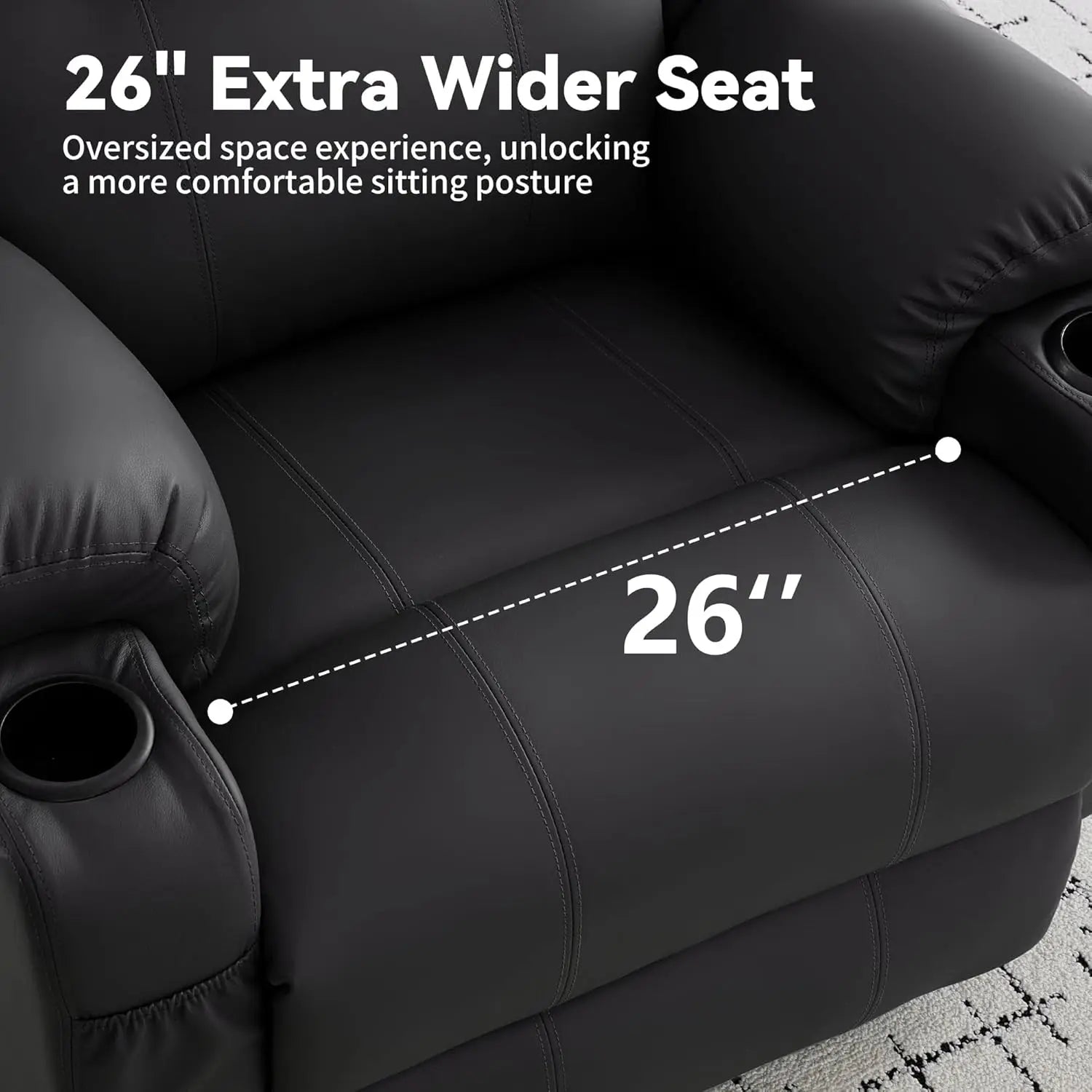 Oversized 360° Swivel Rocker Recliner Chair with Heat & Massage, Manual Recliner for Adults, Custom