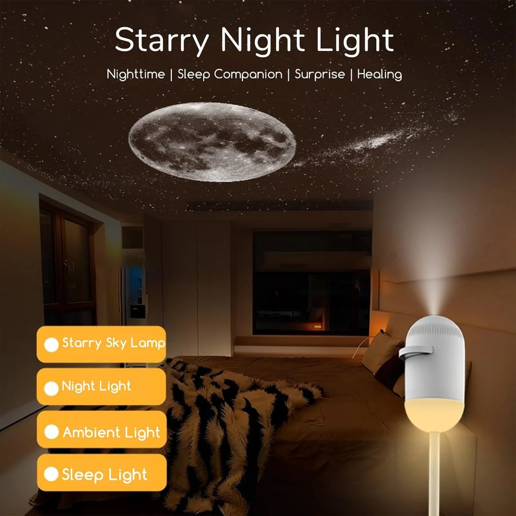 Dual Mode Mini Galaxy Starry Sky Projector Night Light 2-IN-1 Night Light Mode & Starry Sky Mode Furniture Atmosphere Warm Light