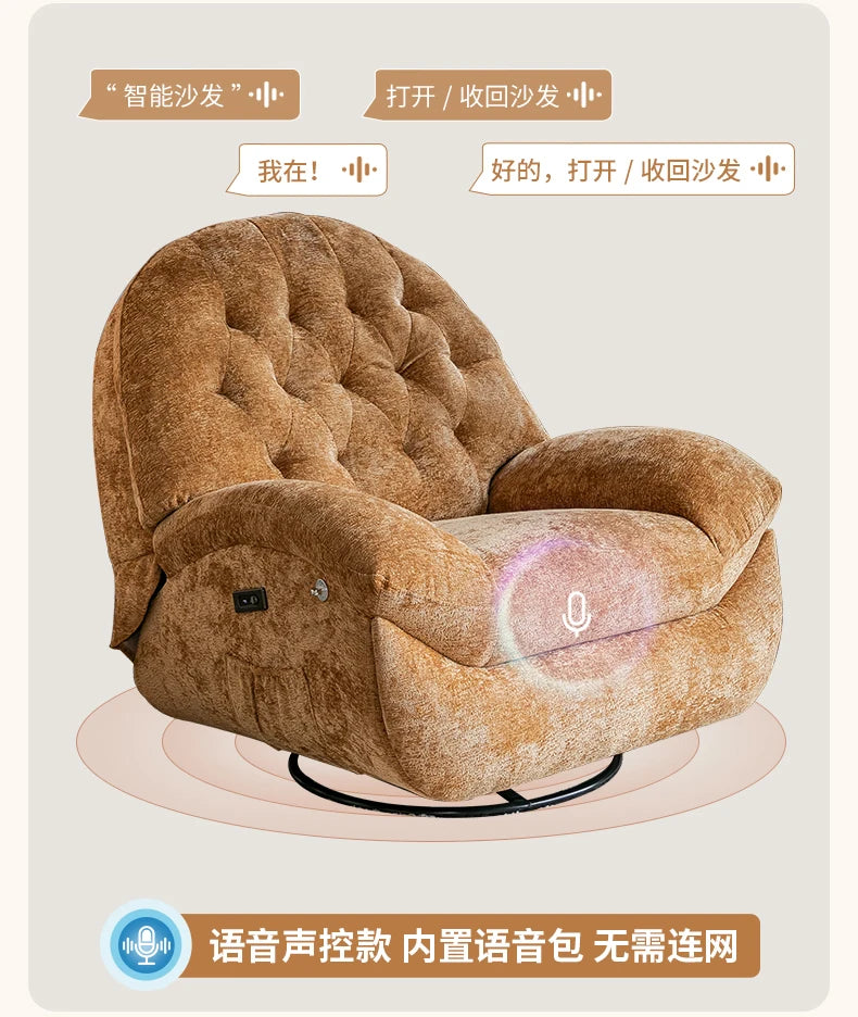 Massage Heating USB Sofa Luxury RotatableVoice Control Single Small Chaise Couch Lounge Modern Velvet Divano Soggiorno Furniture