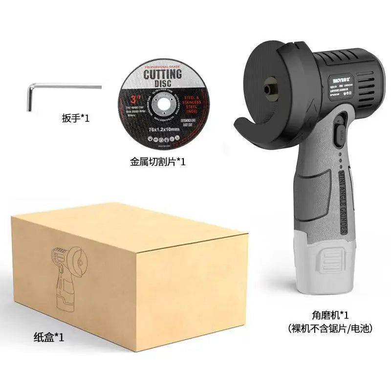 Household 12v battery with brush motor, 3-inch electric angle grinder, cutting machine, woodworking tool
