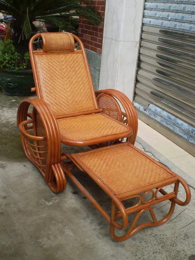 CZ Rocking Chair Hanging Basket Natural Real Rattan Plant Woven Relaxing Leisure Recliner