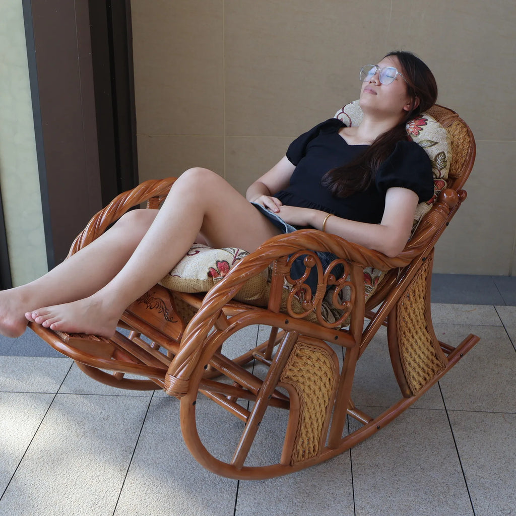 Natural rattan rattan household rocking chair recliner back recliner nap leisure household elderly free