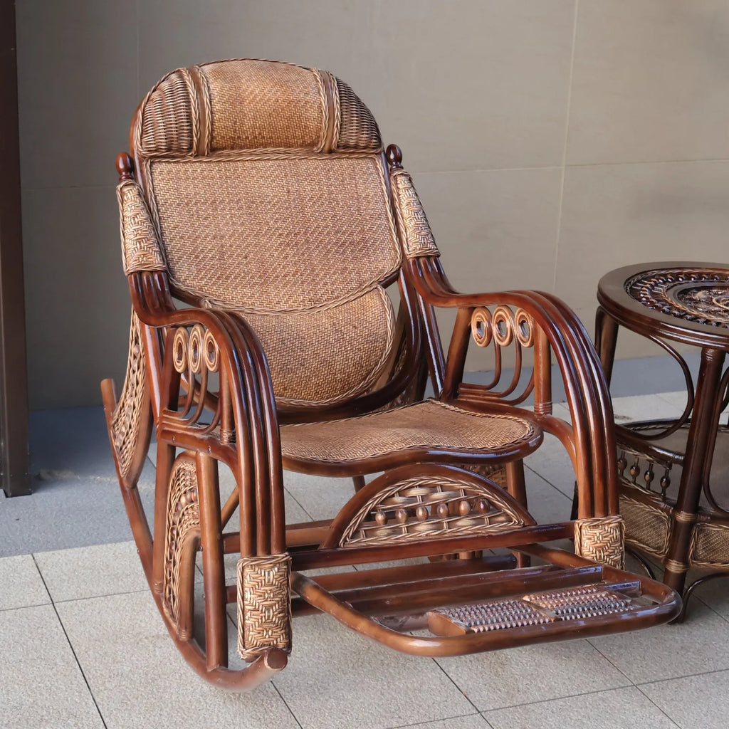New Chinese rattan chair happy chair factory courtyard elderly rattan sofa