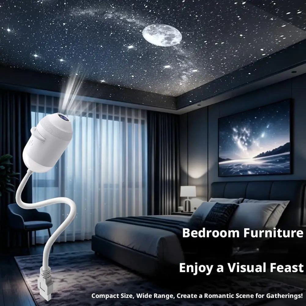 USB Starry Sky Projector Night Light 360 Bendable Touch Dimmable Moon Planet Galaxy Projection Lamp Plug Play Bedroom Decor Lamp