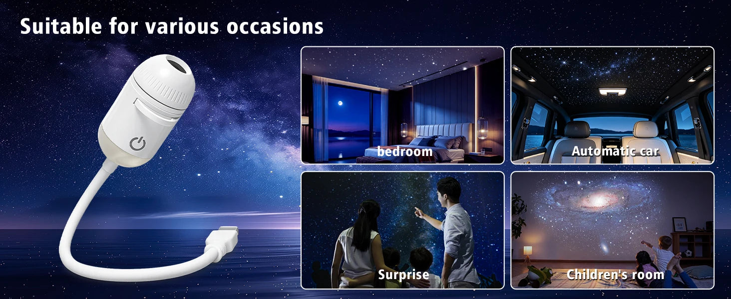 Salange 2-in-1 USB Galaxy Projector Night Light Starry Sky Projetors Lamp Manual Focus For Holiday Atmosphere/Photo Scenarios