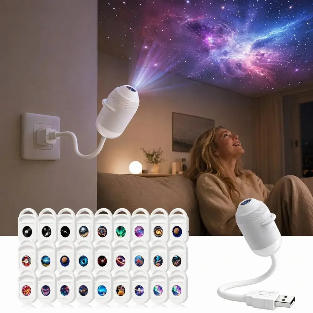 USB Starry Sky Projector Lamp 2 in 1 Night Light with Touch Control Adjustable Brightness Clear HD Image for Bedroom Decor Gift