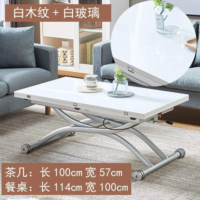 YFY  Activity Coffee Table Dining Table Integrated Small Apartment Folding Lifting Dual-use Movable with Wheels Two-in-One