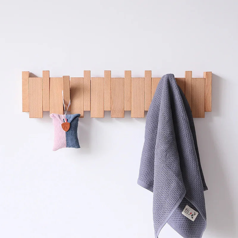 Wall Mounted Walnut Coat Rack Solid Wood Storage Rack Entry Porch Coat Rack Creative Piano Keys Home Decor