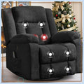 360° Swivel Rocking Recliner Chair with Massage & Heating, Storage Pockets & USB Charging for Living Room Bedroom Nursery