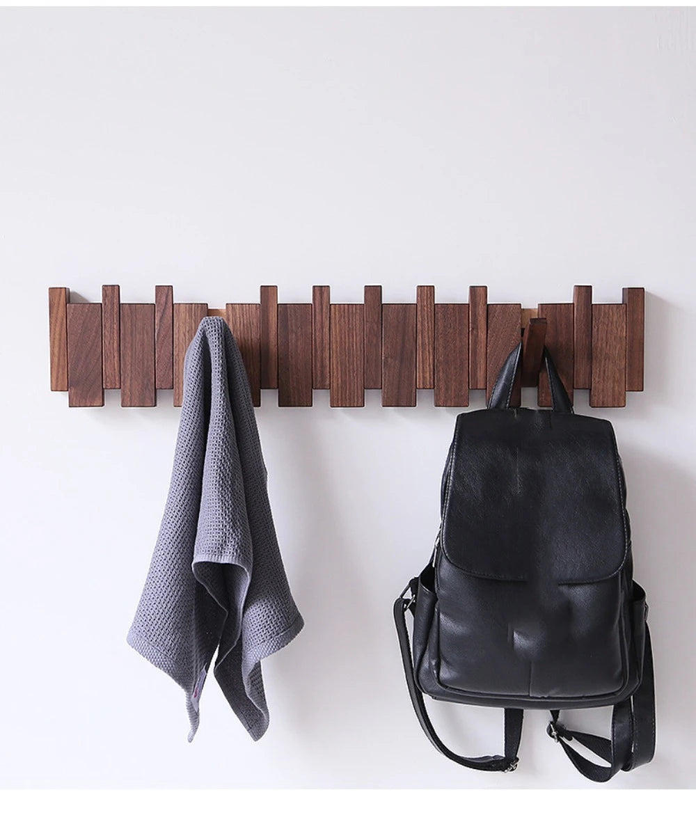 Creative Wall Mounted Wood Coat Racks Piano Key Shaped with 8 Hooks Entry Door Porch Hanging Hook Art Clothes Hook Home Decor