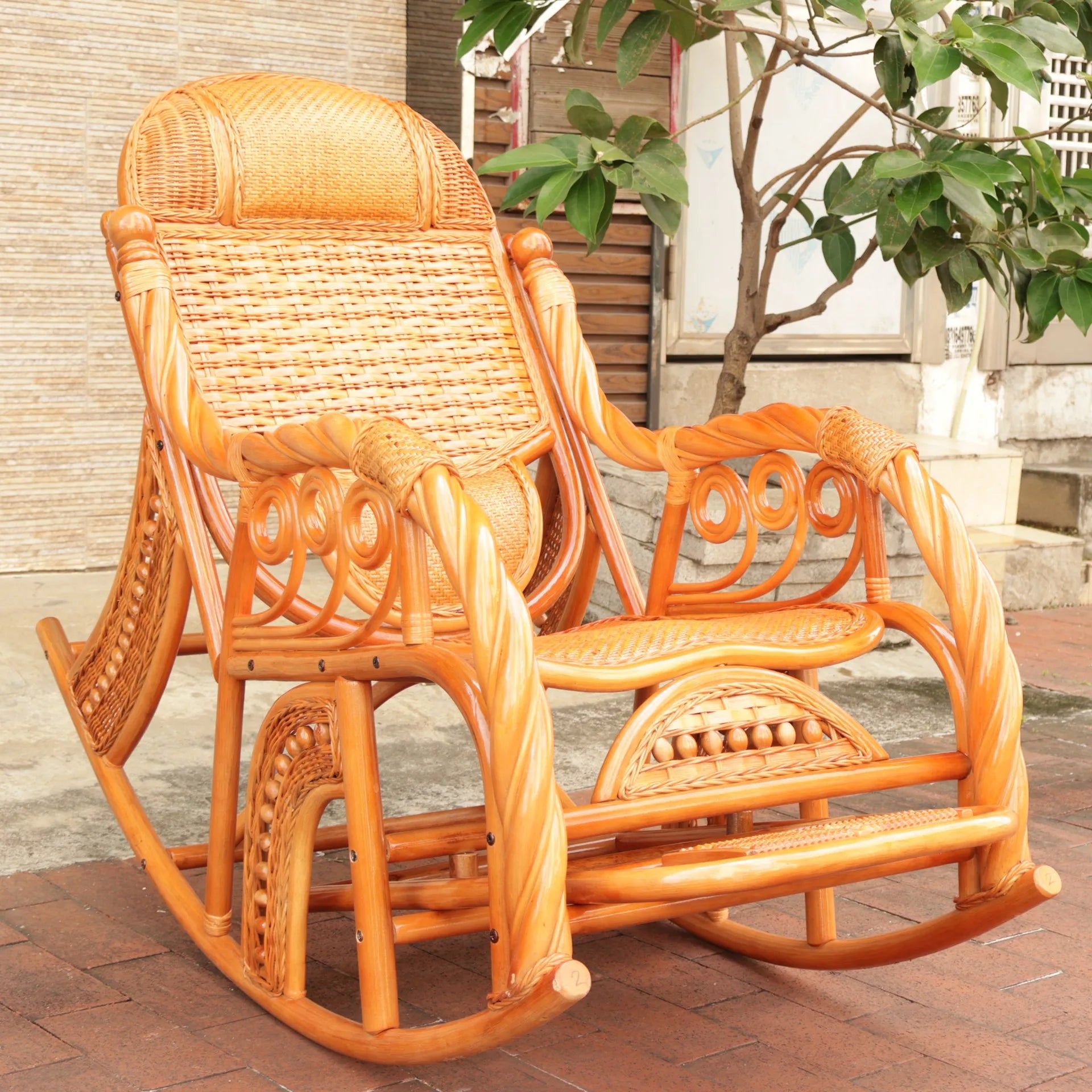 Balcony Siesta Elderly Natural Rattan Chair Rocking Chair Leisure Easy Chair Household