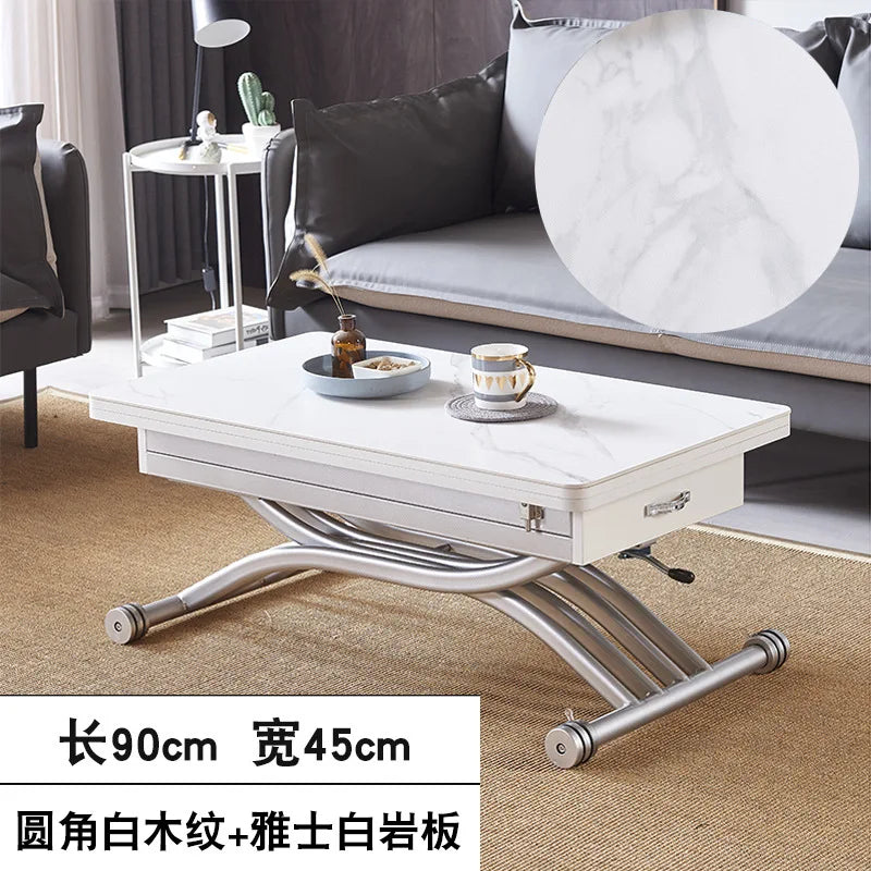 movable coffee table dining table integrated household small apartment folding lifting living room table dual-purpose movable