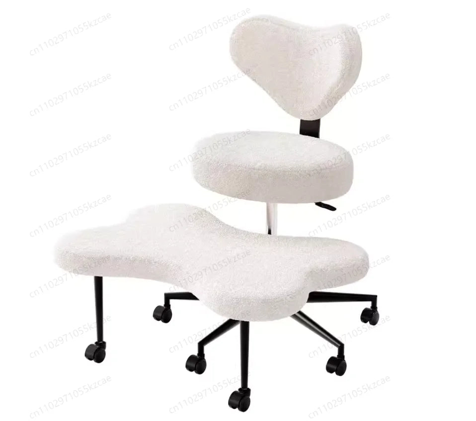 Cross Leg Ergonomic Office Chair with Wheels - Height Adjustable Meditation & ADHD Seat with Removable Footrest