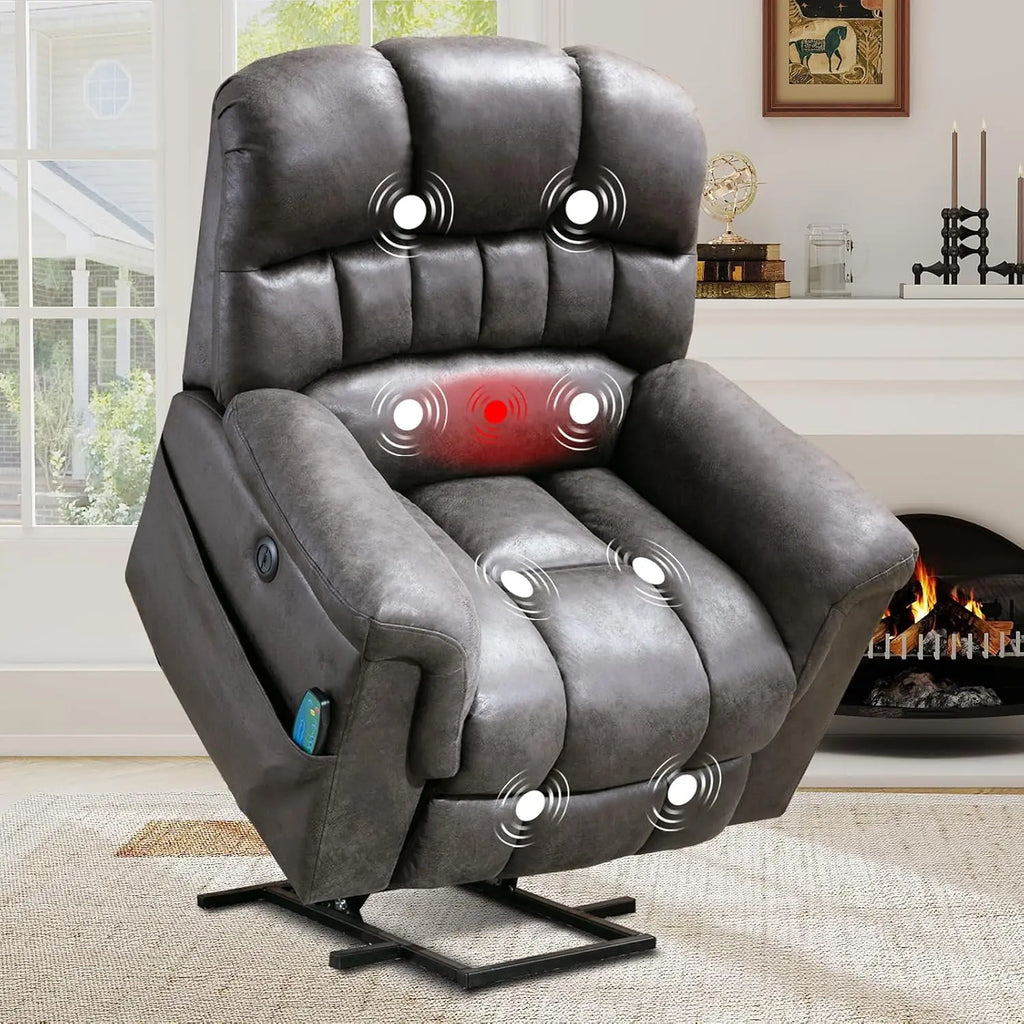 Oversized Power Lift Recliner with Massage and Heat for Elderly, Faux Leather Electric Lifting Reclining Chair with, Customized
