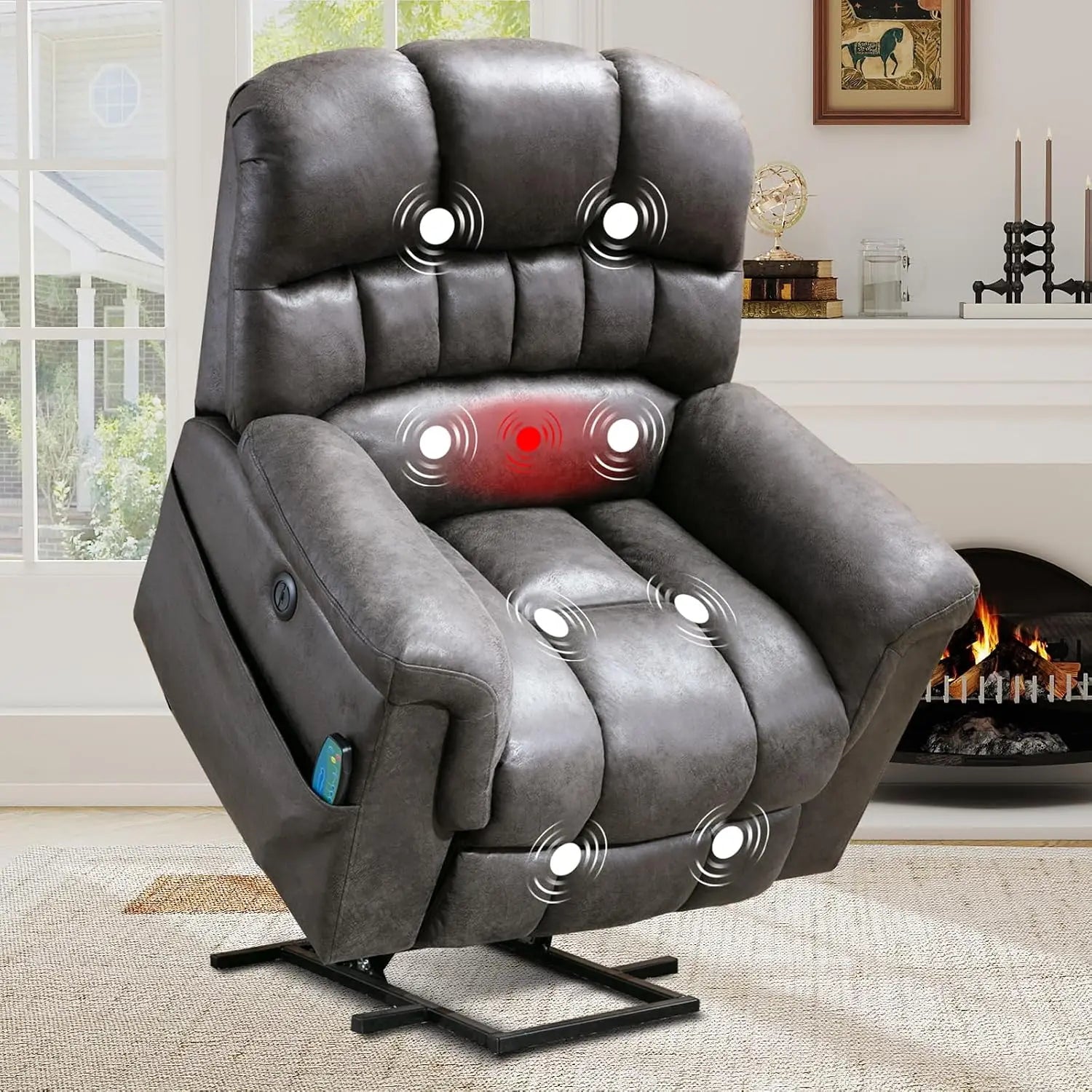 Oversized Power Lift Recliner with Massage and Heat for Elderly, Faux Leather Electric Lifting Reclining Chair with, Customized