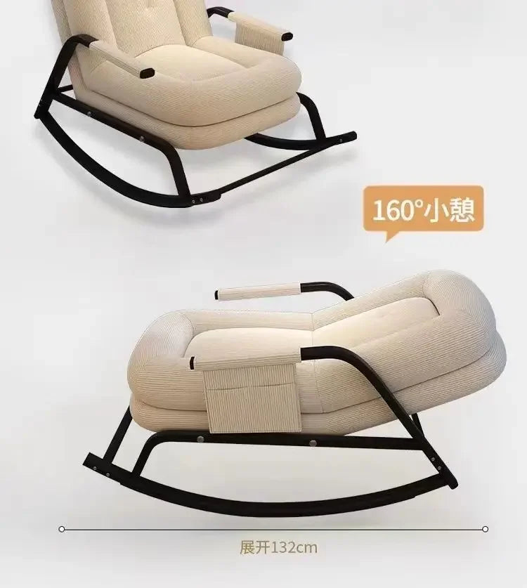 Cozy Home Rocking Chair Balcony Leisure Lounge Chair for Adults, Ergonomic Lazy Rocker for Living Room Relaxation Lunch Breaks