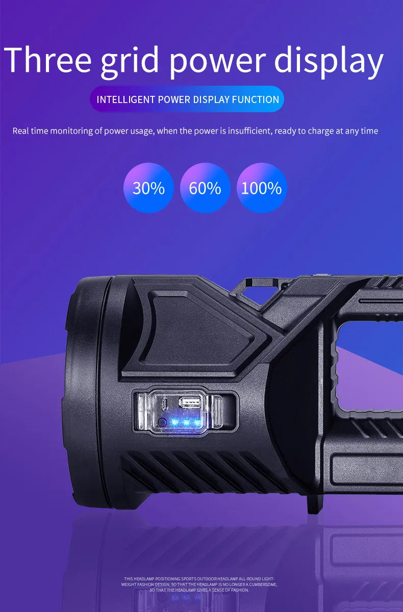 Powerful Spotlight Portable Searchlight Large Capacity Lithium Battery Rechargeable Lamp With Power Bank Function Flashlight