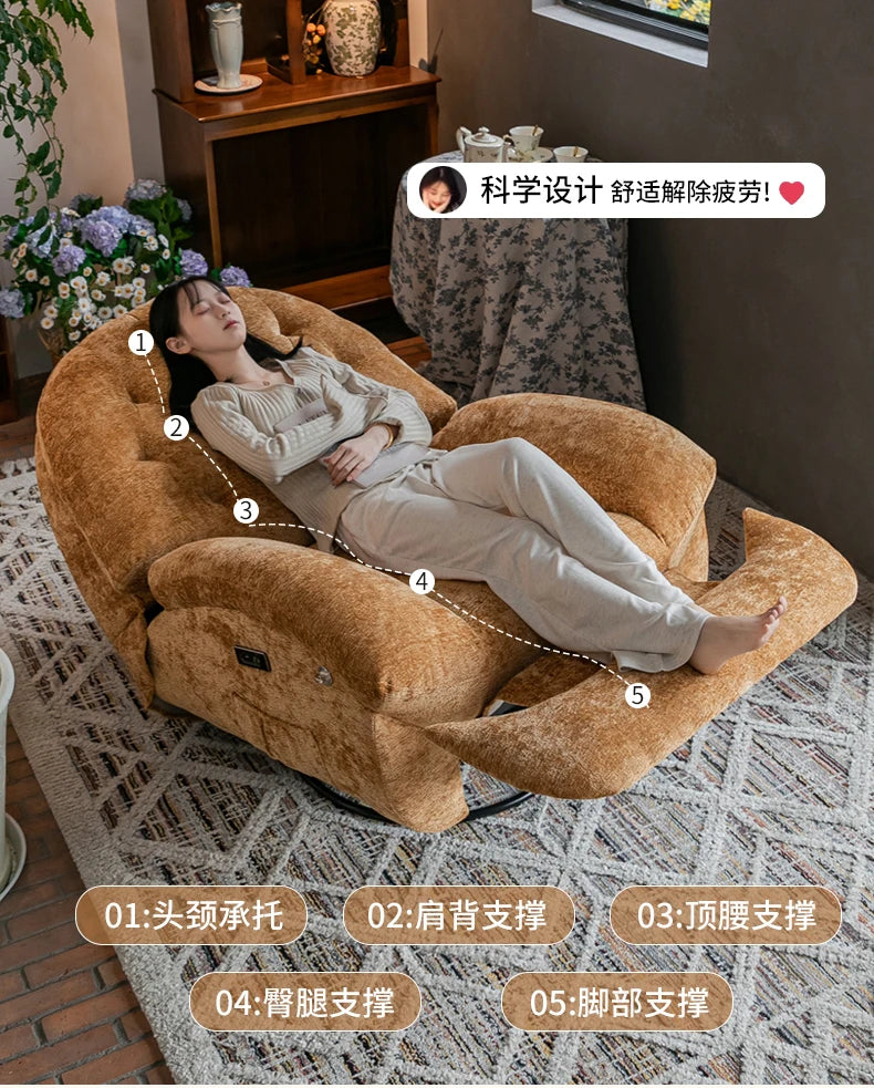 Massage Heating USB Sofa Luxury RotatableVoice Control Single Small Chaise Couch Lounge Modern Velvet Divano Soggiorno Furniture