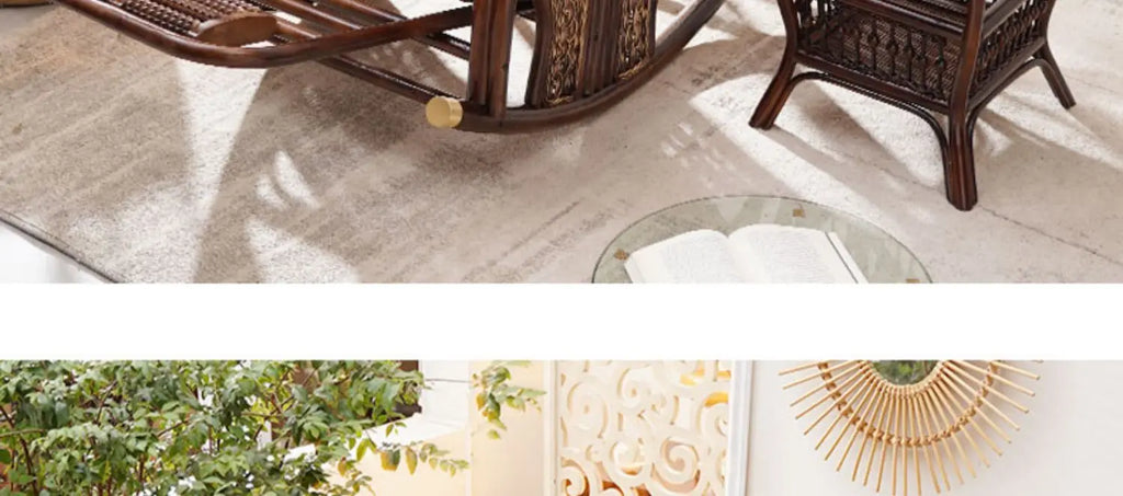 Natural rattan rocking chair adult sofa household cushion living room