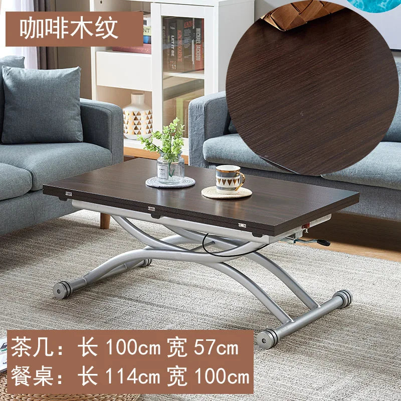 YFY  Activity Coffee Table Dining Table Integrated Small Apartment Folding Lifting Dual-use Movable with Wheels Two-in-One