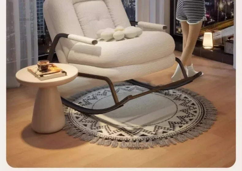Corduroy Backrest Lazy Chair Multifunctional Comfortable Modern Creative Seating for Balcony Living Room Bedroom Apartment Small