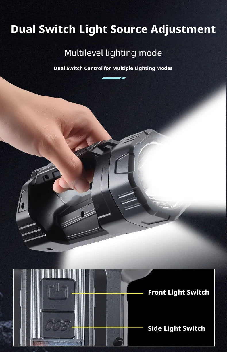 Portable Solar Powered Flashlight Ultra-Bright Home Use Spotlight Outdoor Long Battery Life High Power Strong Light Flashlight