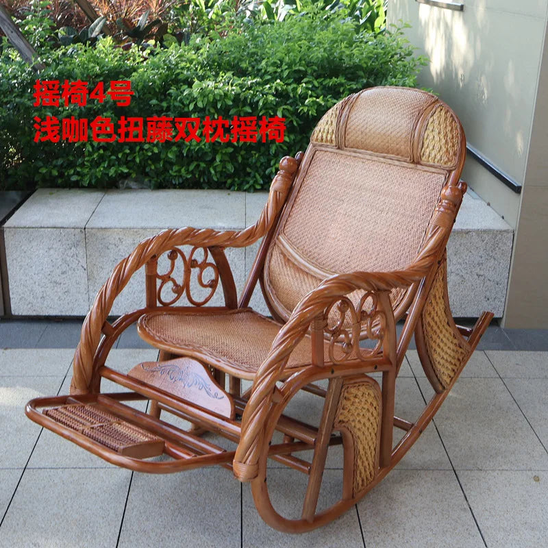 Natural rattan rattan household rocking recliner back recliner nap chair leisure household elderly free