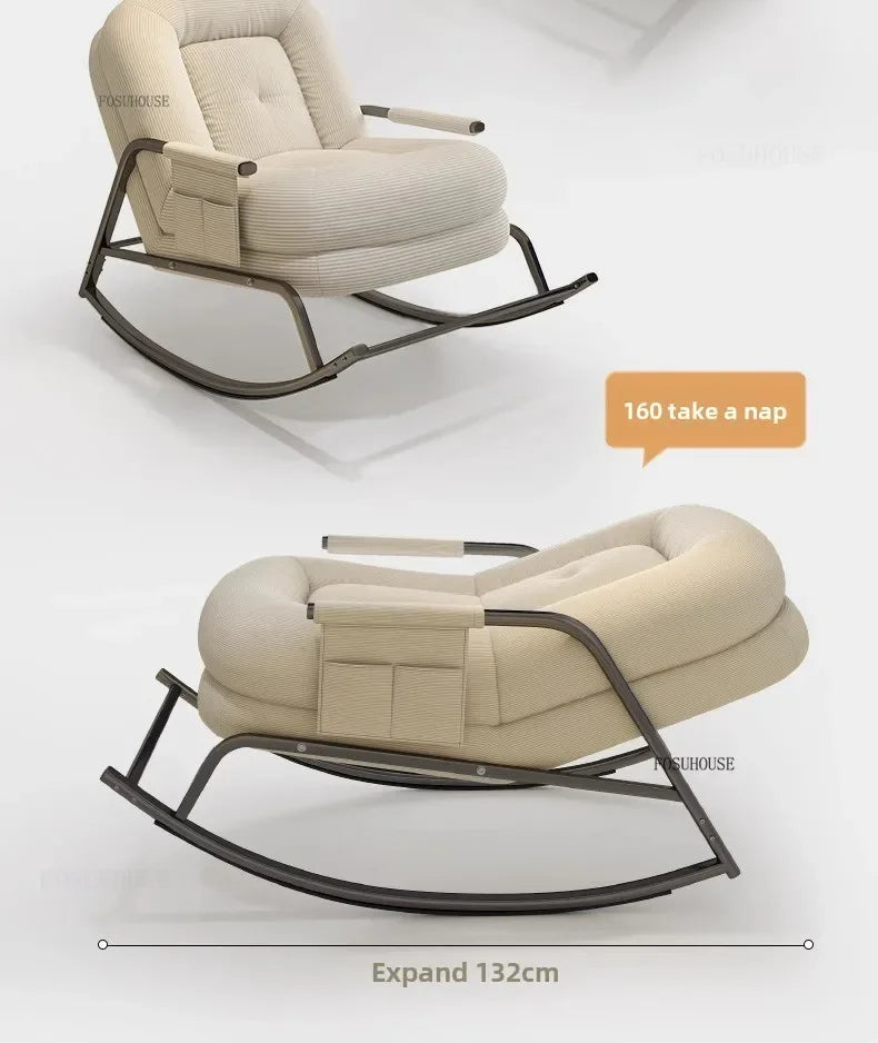 Modern Corduroy Living Room Chair Multifunctional Lazy Chair with Backrest for Balcony Home Leisure Creative Design
