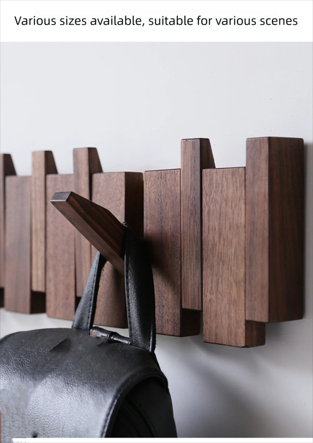 New Wall Mounted Wood Coat Racks with 8 Hooks Piano Key Shaped Entry Door Porch Hanging Hook Art Clothes Hook Home Decor