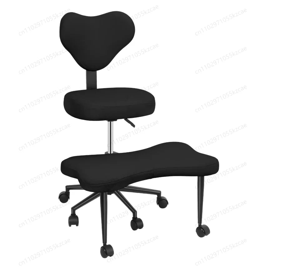 Cross Leg Ergonomic Office Chair with Wheels - Height Adjustable Meditation & ADHD Seat with Removable Footrest
