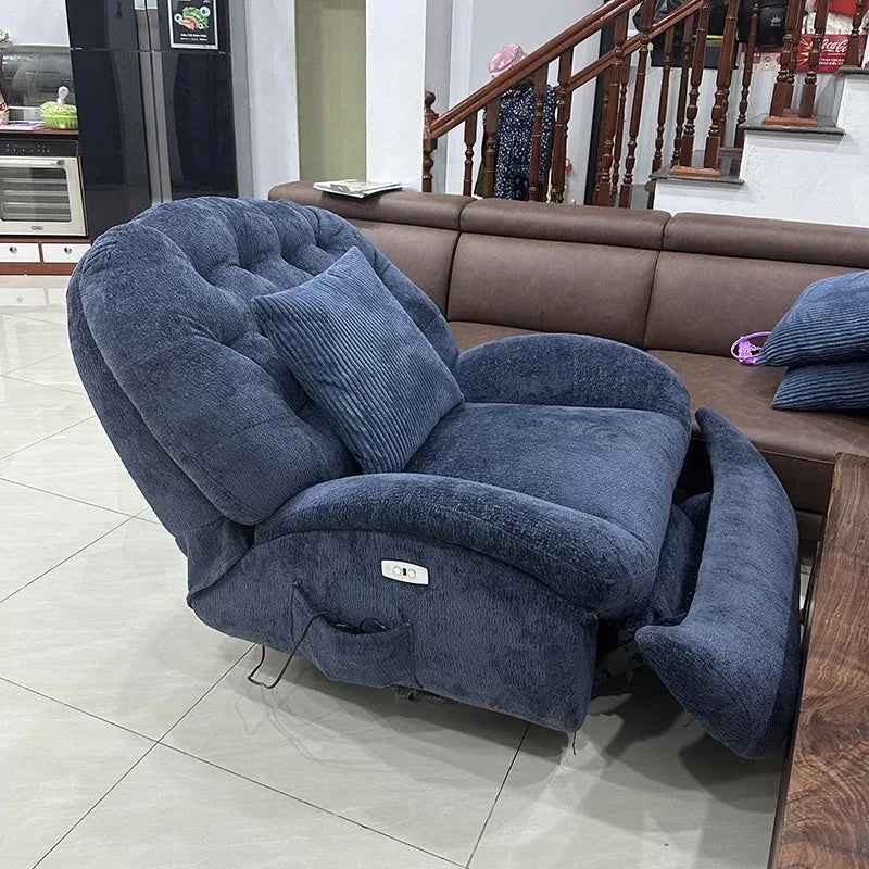 Nordic Home Rotating Recliner Modern Living Room Furniture Leisure Lazy Sofa Bed Rocking Chair Designer Fabric Living Room Sofas