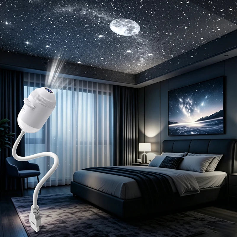 New Mini USB Plug-in Galaxy Star Projector Night Light 360° Rotatable Nebula Aurora Starry Sky Projector Light For Bedroom Decor