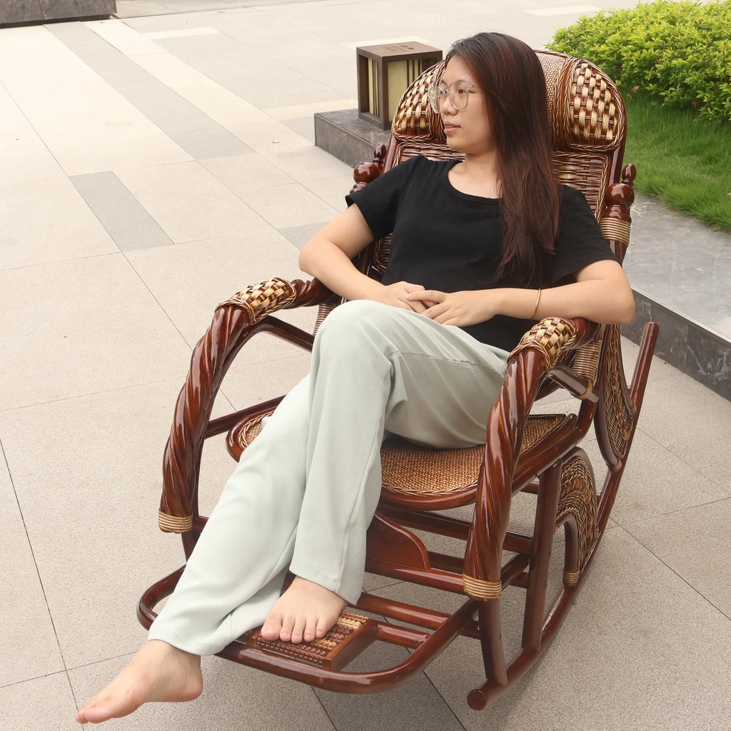 HYS rattan home rocking chair recliner back recliner nap chair leisure chair home elderly free